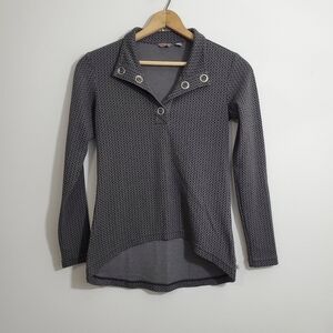 Merrell Black/Gray Geometric Print Long Sleeve Top